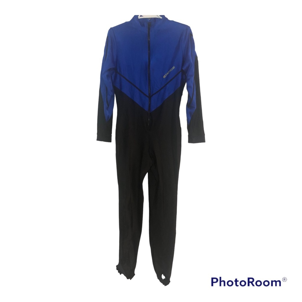 Vintage Fathom Womens Sz XL Nylon Spandex Snorkling SCUBA Stirrups Zip Dive Suit